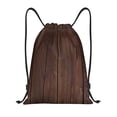 thumbnail image 1 of Xecao Vintage Wood Pattern Sports Drawstring Backpack - String Swim Gym Bag with Wet Proof Pocket for Women&Men-Small, 1 of 6