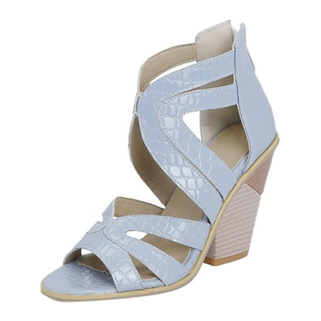 

Qufokar Wedge Cork Heels Thong Sandals for Women Size 11 2023 foreign Trade European And American Sandals Women s Thick Heel Wedge Heel Hollow Back Zipper Large Sandals Dressy Sandals for Women