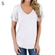 thumbnail image 1 of Camiseta de mujer con cuello en V, manga corta, bolsillo, blusa, top casual de verano, blanco, S tholdsy AP001345-06, 1 of 4