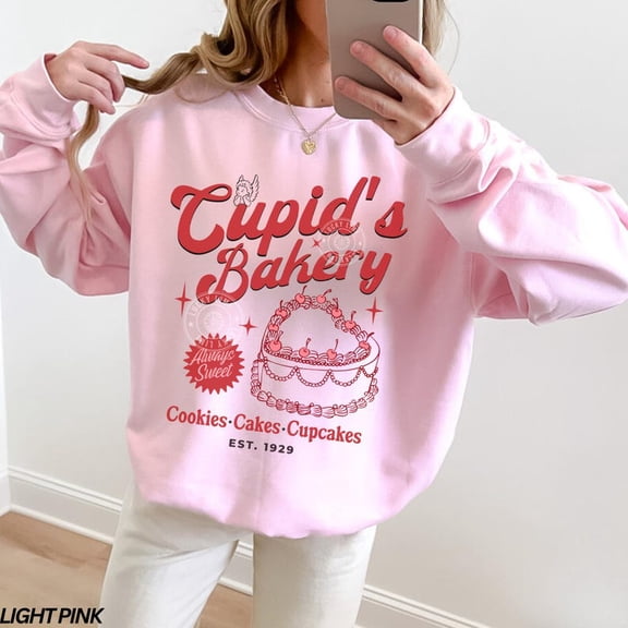 Cherry Cake Sweatshirt, Cupid's Bakery Sweatshirt, Couple Valentines Sweatshirt, Anniversary Day Sweatshirt - Sizes S-5XL ,Art Print JSC