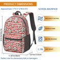 thumbnail image 3 of Baseballs and Stripes Red White 17" School Backpacks for Teens,Waterproof Oxford Fabric,S-Shape Padded Straps for School,Travel,Hiking,Camping, 3 of 6
