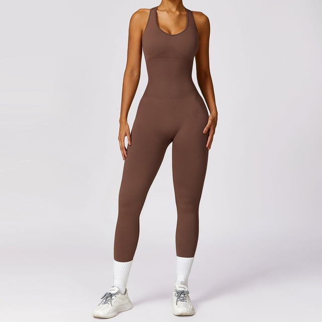 Mono deportivo ajustado de una pieza para mujer, sin costuras, para yoga, con contracción abdominal, para gimnasio, primavera, 7100