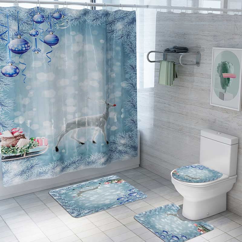 Stark Naked Shower Curtain Bathroom Rug Set Bath Mat Non-Slip Toilet Lid Cover 