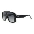 thumbnail image 3 of Stylish Mens Bold Squared Rectangle Flat Top Racer Plastic Sunglasses Black - Smoke, 3 of 4
