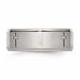 thumbnail image 4 of Solid Stainless Steel Bevel Step Edge Cross 8mm Men's Matte Brushed Finish and Wedding Band Ring Comfort-Fit Size 8, 4 of 8