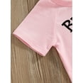 thumbnail image 4 of Toddler Baby Girl 2Pcs Outfit 1T 2T 3T 4T Summer Clothes Short Sleeve Letter T Shirts Tops +Shorts Set, 4 of 7