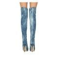 thumbnail image 3 of New Women Liliana Opus-1A Denim Thigh High Peep Toe Lace Up Stiletto Boot, 3 of 3