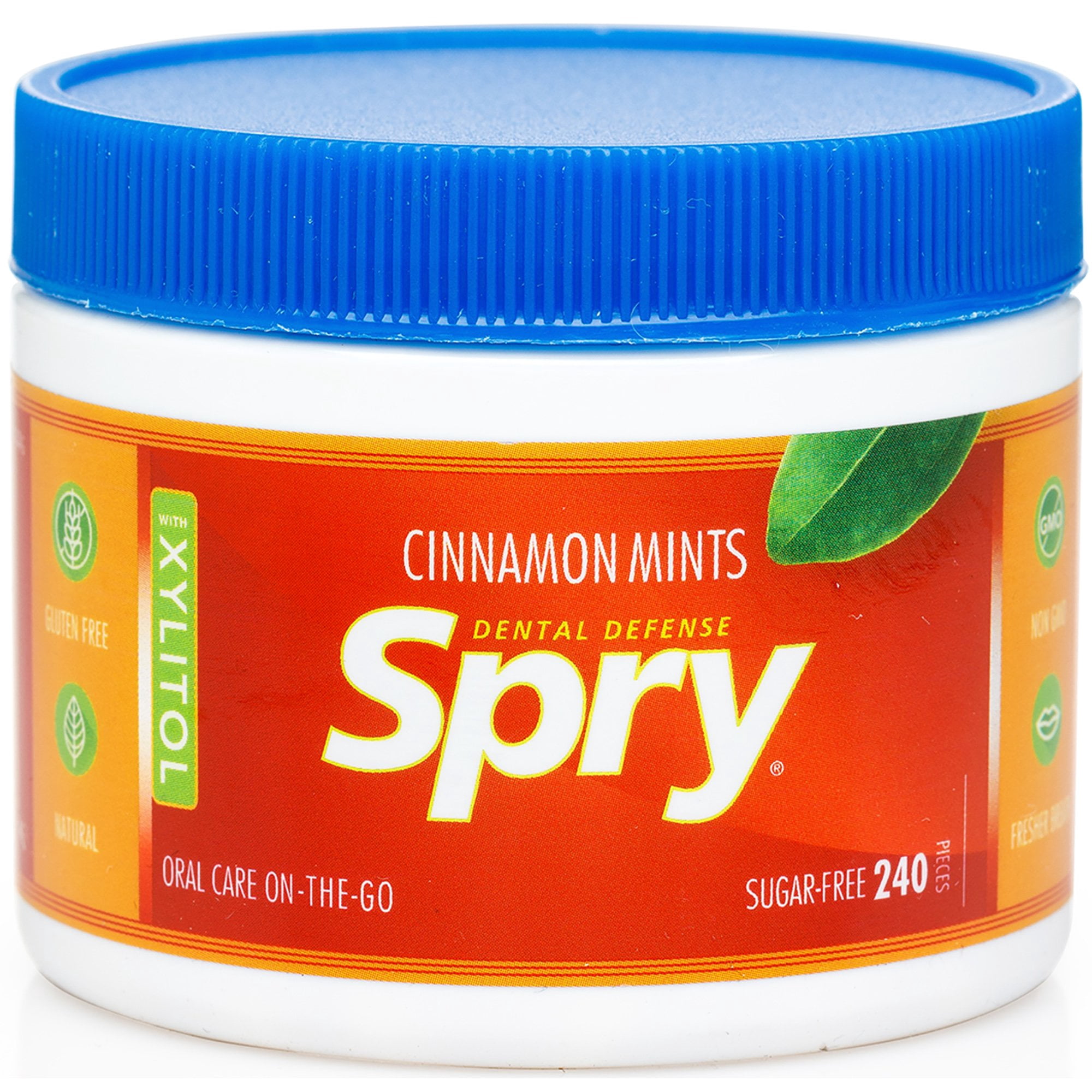 Spry Sugar-Free Xylitol Mints for Oral Health Gluten-Free Bad Breath Cinnamon 240 Count 3 Pack