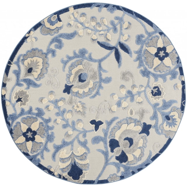 homeroots Décoration Intérieure 384840 Tapis Intérieur Extérieur Rond de 5 Pieds Bleu et Gris