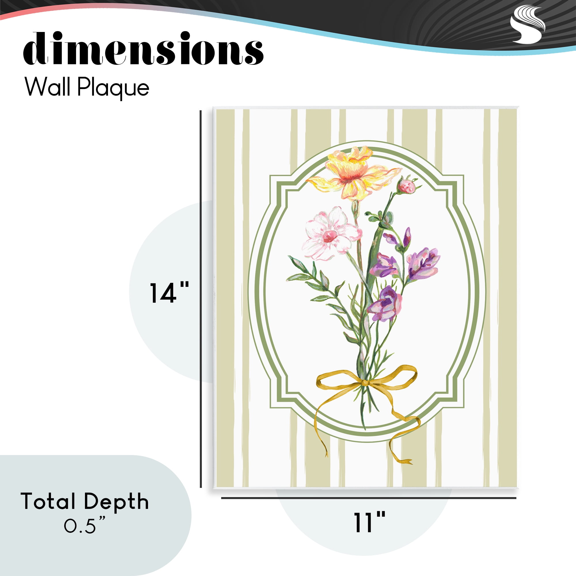 Vintage Wildflowers with Ribbon Wall Plaque Art, design by Adonna Ebrahimi