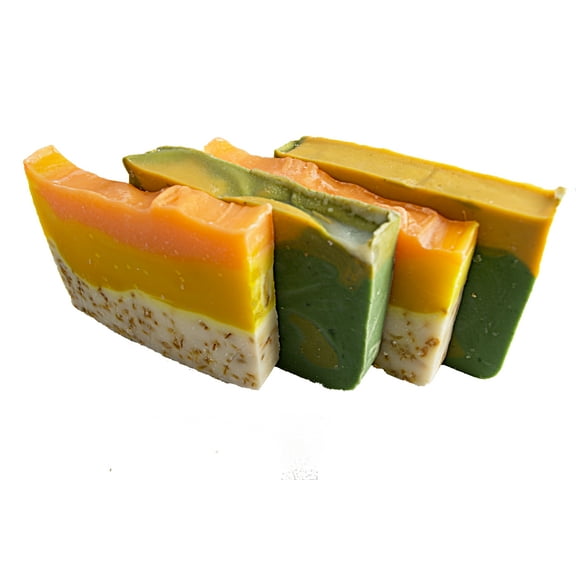 Citrus Soap Bar Set (4 Guest Bars)- 2 Orange & Calendula and 2 Avocado & Citrus Soaps - Handmade Organic All-Natural – by Falls River Soap Company