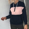thumbnail image 7 of Womens Colorblock Hoodies Drawstring Button Hooded Sweatshirts Sports Casual Hoody Pullover Tops with Pocket (XL, Navy), 7 of 7