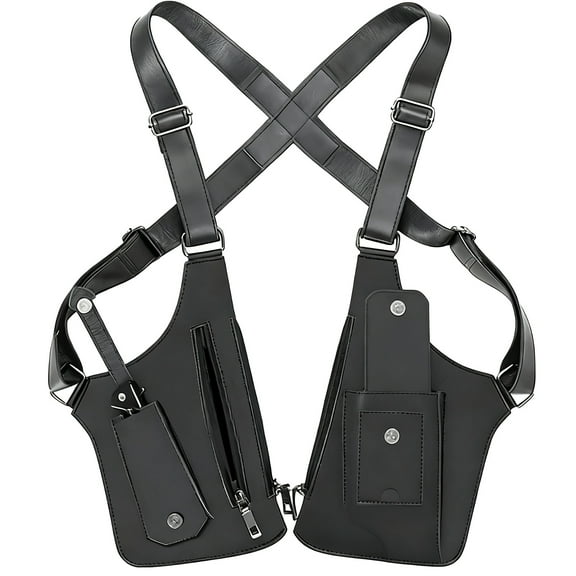 Anti Pickpocket Bag for Men, Anti Theft Underarm Bag, Oxford Cloth Double Shoulder Armpit Bag, Adjustable Strap Anti-Theft Travel Underarm Bag, Black Vest Bag 10.8 x 6.1 in / 27.5 x 15.5 cm