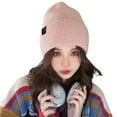 thumbnail image 1 of Women Beanie Hat Solid Color Stretch Ear Protection Brimless Windproof Autumn Winter Cloth Label Knitted Hat for Daily Wear, 1 of 10