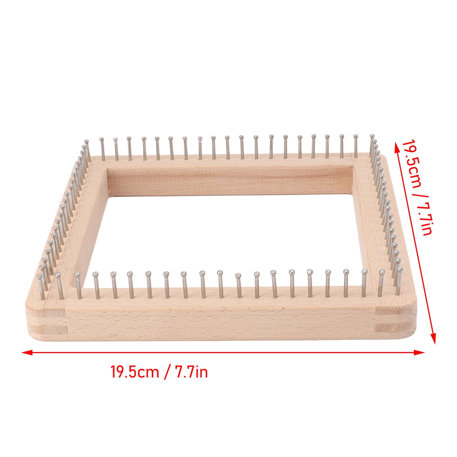 YAHHU Mini Square Knitting Tool with Hooks Wooden Crochet Board for Weaving Mat Hairband Blanket Sock 7.7 x 7.7 inches / 19.5 x 19.5 cm Large Portable Loom Craft Set