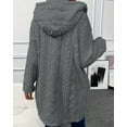 thumbnail image 3 of Chiclily Womens Long Cardigan Winter Coats Single Breasted Long Sleeve Casual Outerwear with Hood, Gray XL, 3 of 6