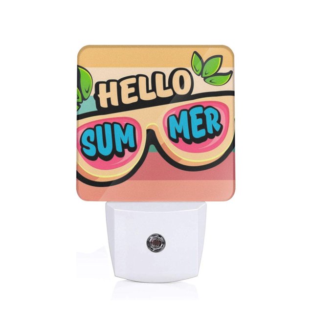 Fotbe Hello Summer Luz Nocturna LED, Luz de Noche con Sensor de Luz Natural de Anochecer a Amanecer, Se Enchufa a la Pared, Blanco Cálido 0.5W-EU