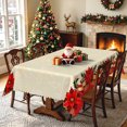 thumbnail image 3 of Nanqianyi Vintage Poinsettia Christmas Rectangle Tablecloth,52x70 Inch,Waterproof Stain Resistant Table Cover For Party Decoration, 3 of 7
