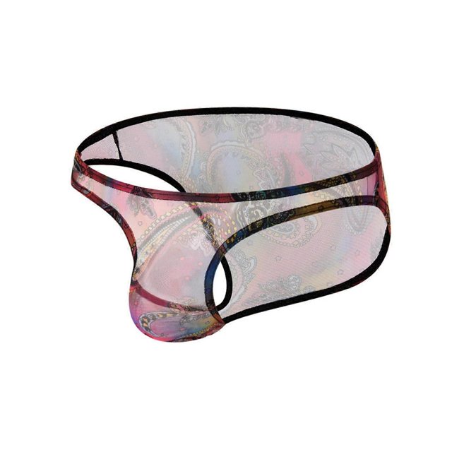 Transparent Print Briefs Men's Comfortable Sexy Underwear Colorful Bulge Pouch Panties