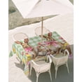 thumbnail image 3 of 52x70 Inch Outdoor Tablecloth with Umbrella Hole Zipper Rectangle Easter Bunny Eggs Rectangular Tablecloths Waterproof Spring Tulips Country Rabbits Green Checkered Patio Table Cover for Picnic, 3 of 8