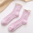thumbnail image 4 of Sonducket Cálido invierno MiddleTube calcetines mujeres lindo elástico Coral terciopelo calcetines interior piso toalla calcetines transpirables Medias Violeta NO4, 4 of 8