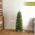thumbnail image 4 of Jostyle 4.5FT Prelit Slim Christmas Tree, Decorated with 150 Clear Lights and Realistic 452 Thicken Tips, Pine Cone Red Berriers, Hinged Metal Stand, 4 of 8