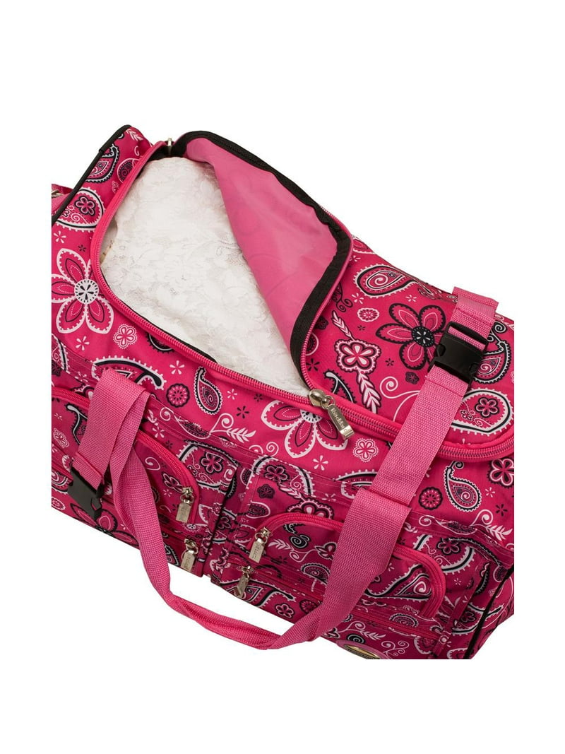 Rockland, Rolling Duffle Bag, 22 in, Pink Bandana, Unisex