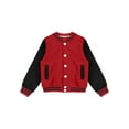 thumbnail image 4 of renvena Kids Boys Baseball Jackets Varsity Style Casual Sport Coat Cardigan Sweatshirt 5-12 Red&Black 7-8, 4 of 7