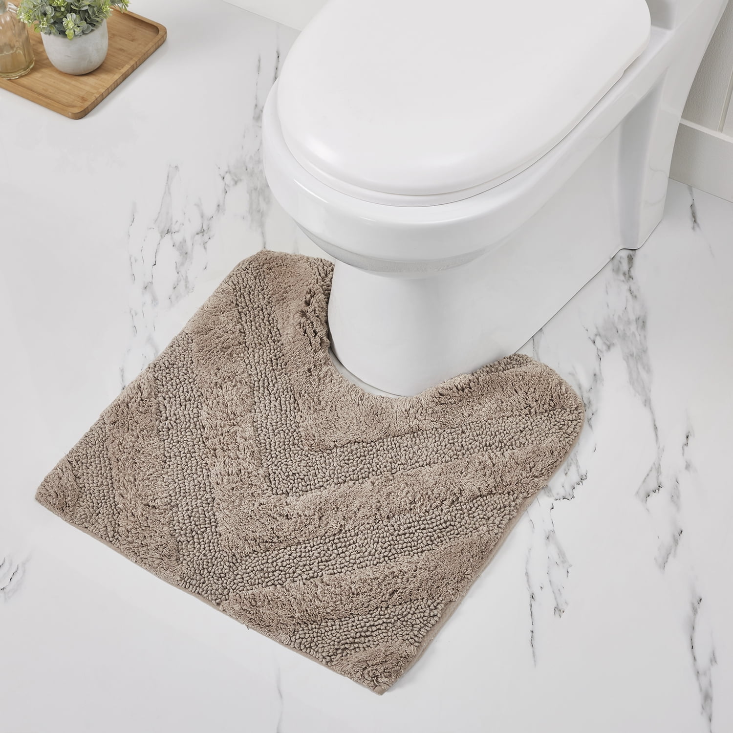 Better Trends 3 Piece Bathroom Rug Set 100% Cotton Extra Soft Tufted Bath Rug Water Absorbent Non-Slip Bath Mat Machine Washable (Beige) Hugo Collection
