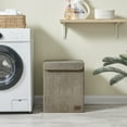 thumbnail image 2 of Collapsible Folding Corduroy Low Profile Laundry Hamper Storage - Taupe Gray, 2 of 11