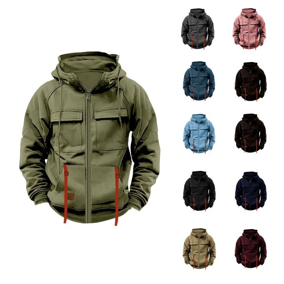 Dovford Tactical Hoodies for Men Quater-Zip Pullover Vintage Sweatshirt Casual Long Sleeve Cargo Hoodies with Pocket