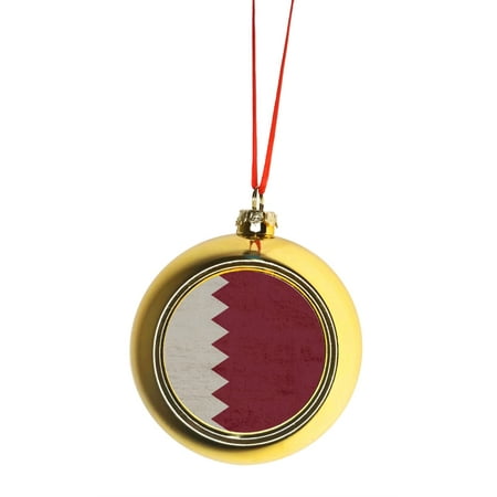 Flag Qatar  Gold Bauble Christmas  Ornament Ball Walmart com