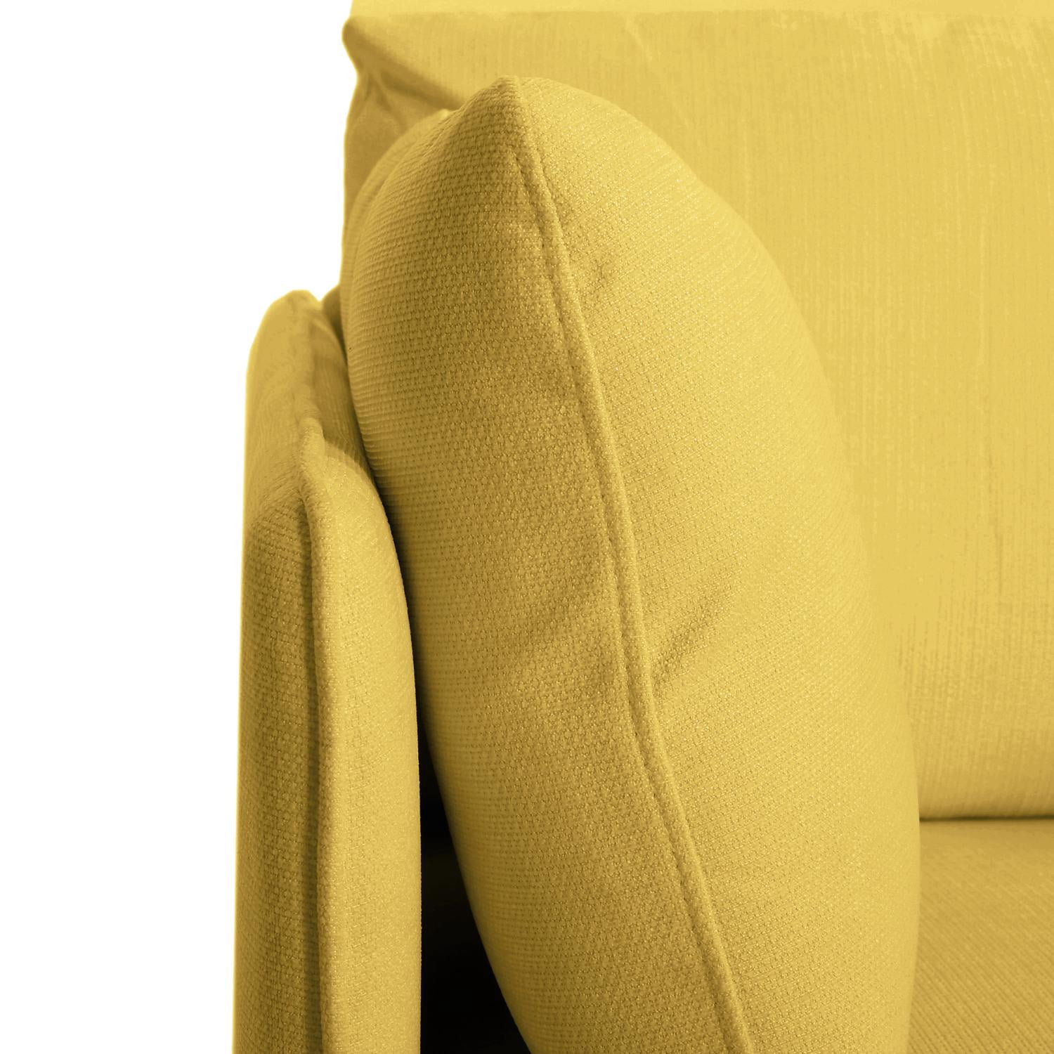 Modern Upholstered Accent Chair with 2 Pillow,Solid Wood Arm Reading Lounge Lazy Sofa for Living Room Bedroom,Guest Room,Yellow