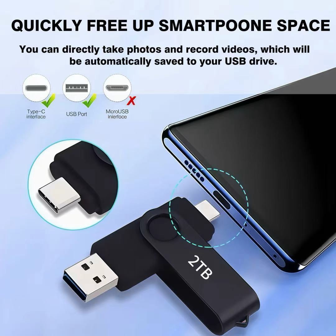 USB Flash Drive 2T(1864G) Dual USB Type-C Thumb Drive, Compatible with Phone, Laptop, Tablet-MAOLAI