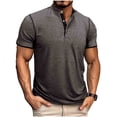 thumbnail image 1 of Usted Es Más Que una Prueba de Puntuación de la Camisa de los Hombres de Color Sólido Se Levantan Cuello Blusa, Casual de Manga Corta Botón de los Hombres Camisas con Mezcla Suave de Viscosa, Ligero, 1 of 7