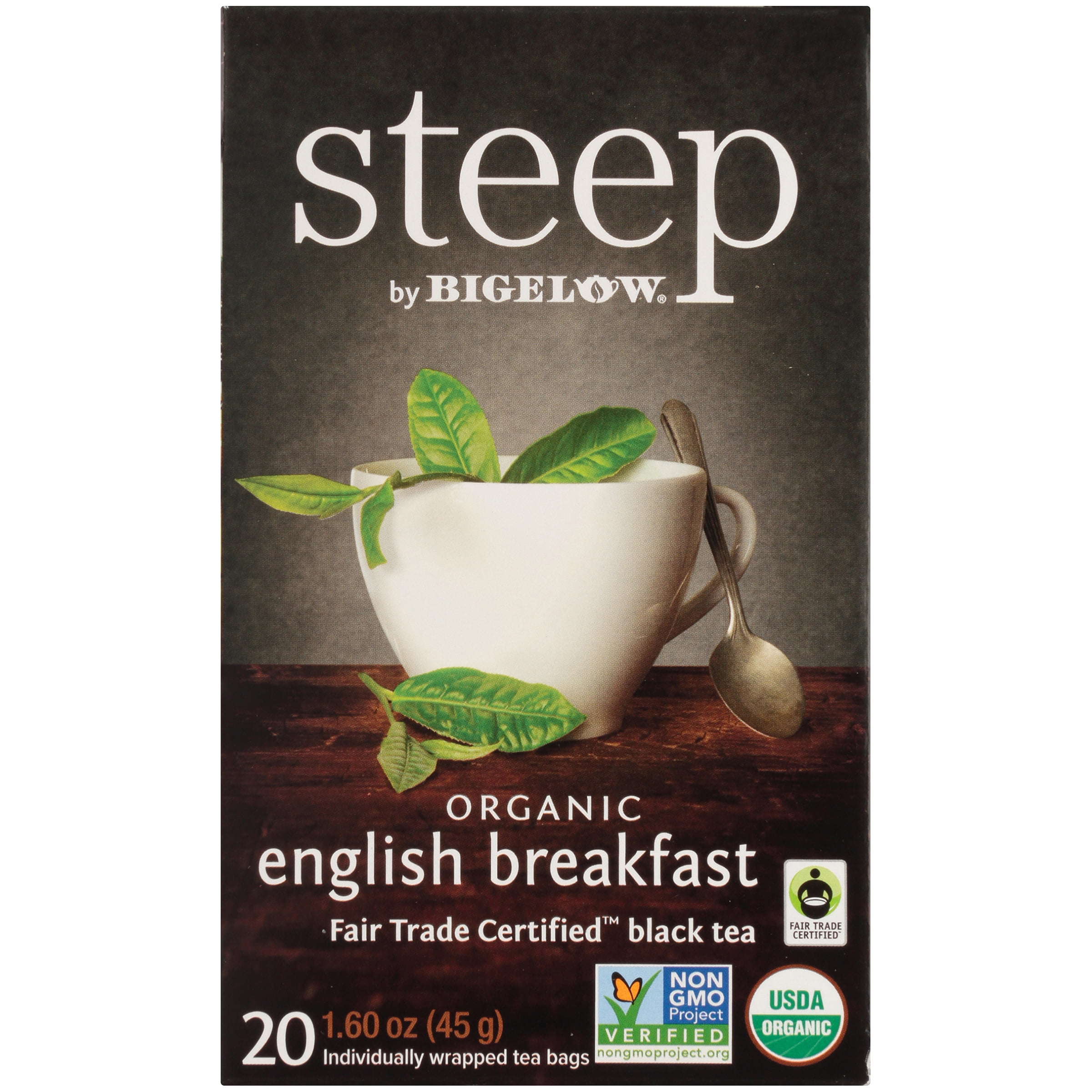 Steep Organic Black Tea, English Breakfast, Tea Bags, 20 Ct