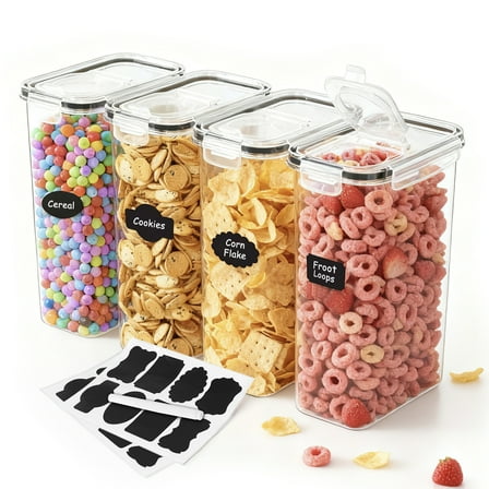 GARITIN Cereal Container, Airtight Food Storage Containers, Plastic Cereal Storage Containers with Lids, Cereal Dispenser Keeper for Dry Food, Kitchen Pantry Organization Containers, 135 fl oz