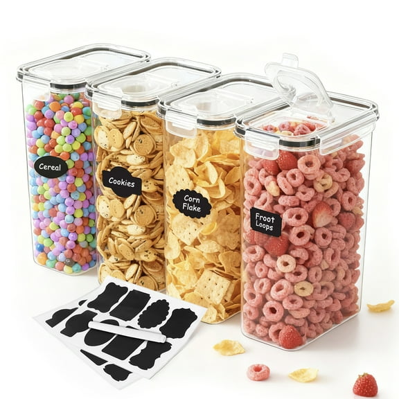 GARITIN Cereal Container, Airtight Food Storage Containers, Plastic Cereal Storage Containers with Lids, Cereal Dispenser Keeper for Dry Food, Kitchen Pantry Organization Containers, 135 fl oz