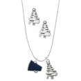 thumbnail image 1 of Delight Jewelry Silvertone Small Navy Blue Megaphone Silver tone Zig Zag Christmas Tree Charm Necklace and Stud Earrings, 1 of 4