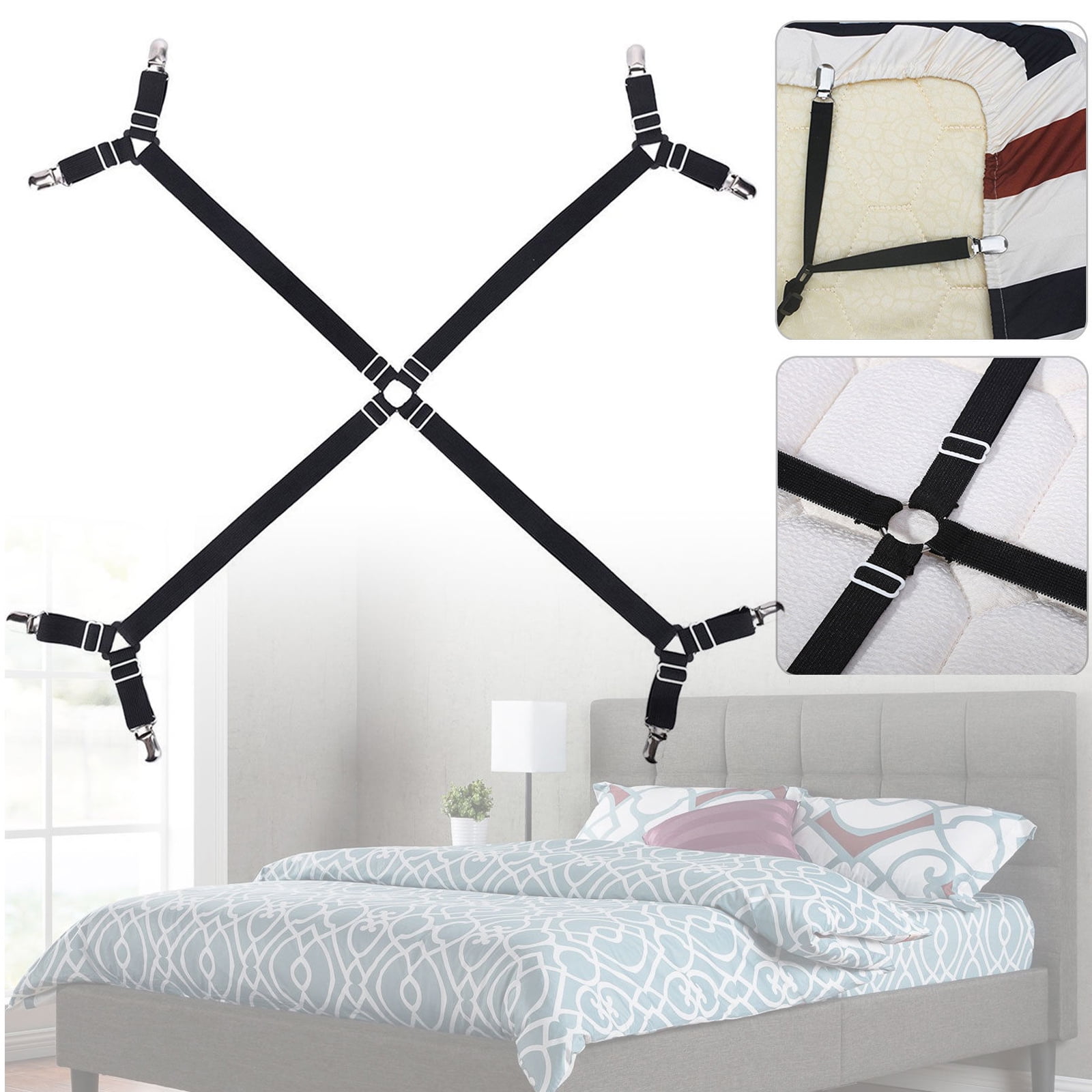 Adjustable Crisscross Bed Fitted Sheet Straps Suspenders Gripper Holder Fastener