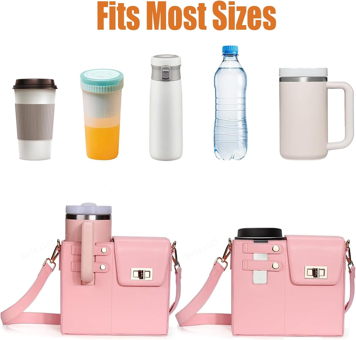 Aorsher Outdoor Portable Handbag with Water Bottle Holder,  Crossbody Water Cup Storage Bag, Leather Tumbler Bag with Water Bottle Pocket Compatible for Stanley Thermos