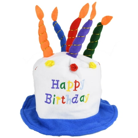 Plush Birthday Cake Hat - Happy Birthday Plush Hat Cake with Candles Perfect Party Accessories Gift Hats Unisex Headband
