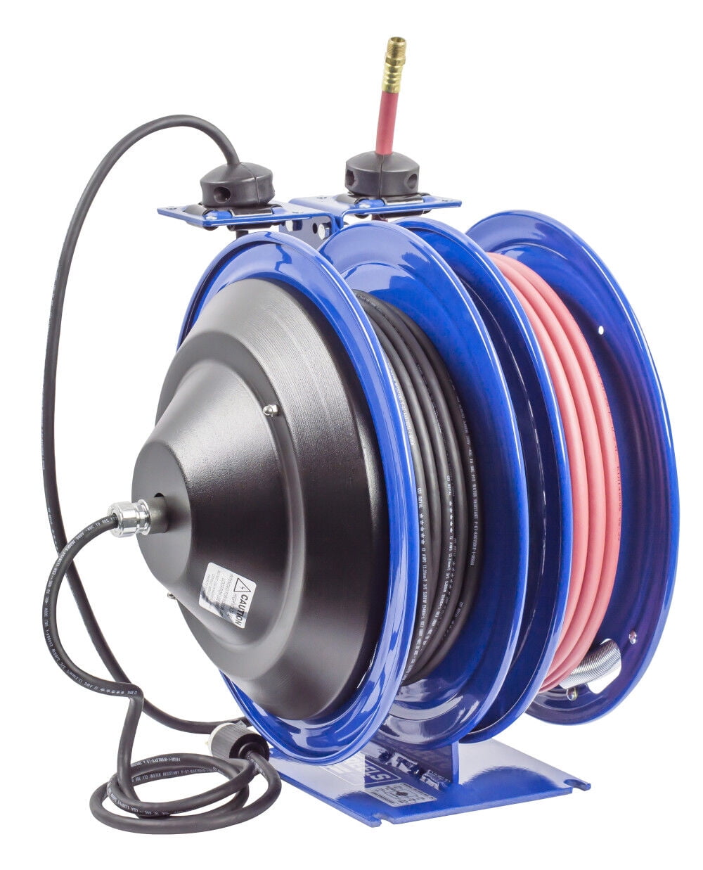 Coxreels Hose Reel Dual Purpose Spring Rewind 3/8In X 50' 300Psi Gfci Receptacle 50' Cord 12 Awg