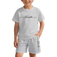 thumbnail image 6 of CUZIBR Toddler Kids Outfit Sets Girls Casual Loose Short Sleeve O-Neck T-Shirts Shorts Letter Print Comfortable Everyday Wear Kids Clothes Sets,Light Gray,5-6 Years, 6 of 7