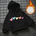 thumbnail image 2 of YunPes Unisex Kids Heart Hoodies Girls Colorful Pattern Love Print Pullover Hooded Sweatshirt Boys Aesthetic Valentines Tops Sweater, 2 of 3