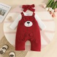 thumbnail image 2 of TOWED22 Baby Girl Fall Winter Clothes 3 Pieces Sets Long Sleeve Round Neck Floral Jumpsuit Romper Print Pants Headband Outfits Set(Red,12-18 M), 2 of 9