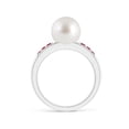 thumbnail image 2 of ANGARA South Sea Cultured Pearl Ring with Rubies in 14K White Gold for Women | June Birthstone, Birthday, Anniversary, Jewelry Gift for Women | Pearl Ring, 2 of 9