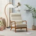 thumbnail image 3 of Ktaxon Mid Century Modern Accent Chair, Linen Fabric Armchair, High Back Single Sofa with Solid Wood Frame Beige, 3 of 11