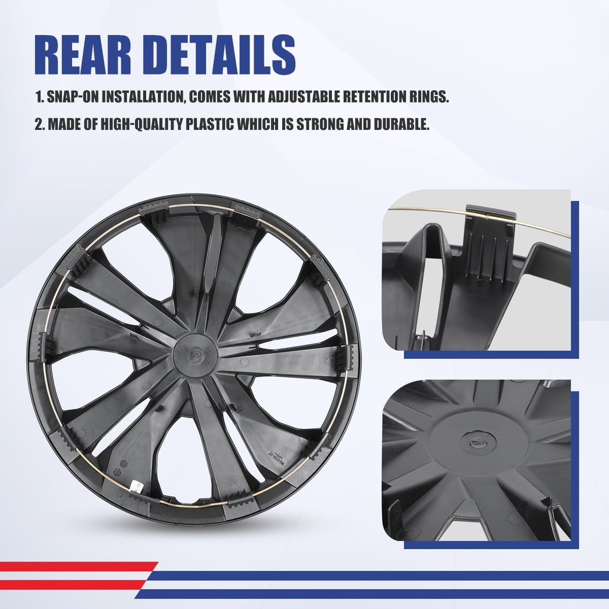 4 Pack 15 inch Steel Wheel Hubcaps for 2007-2025 Nissan Versa,2007-2019 Versa Sedan,2007-2012 Versa Hatchback,2014-2019 Versa Note,Snap-on Installation,Black Matte
