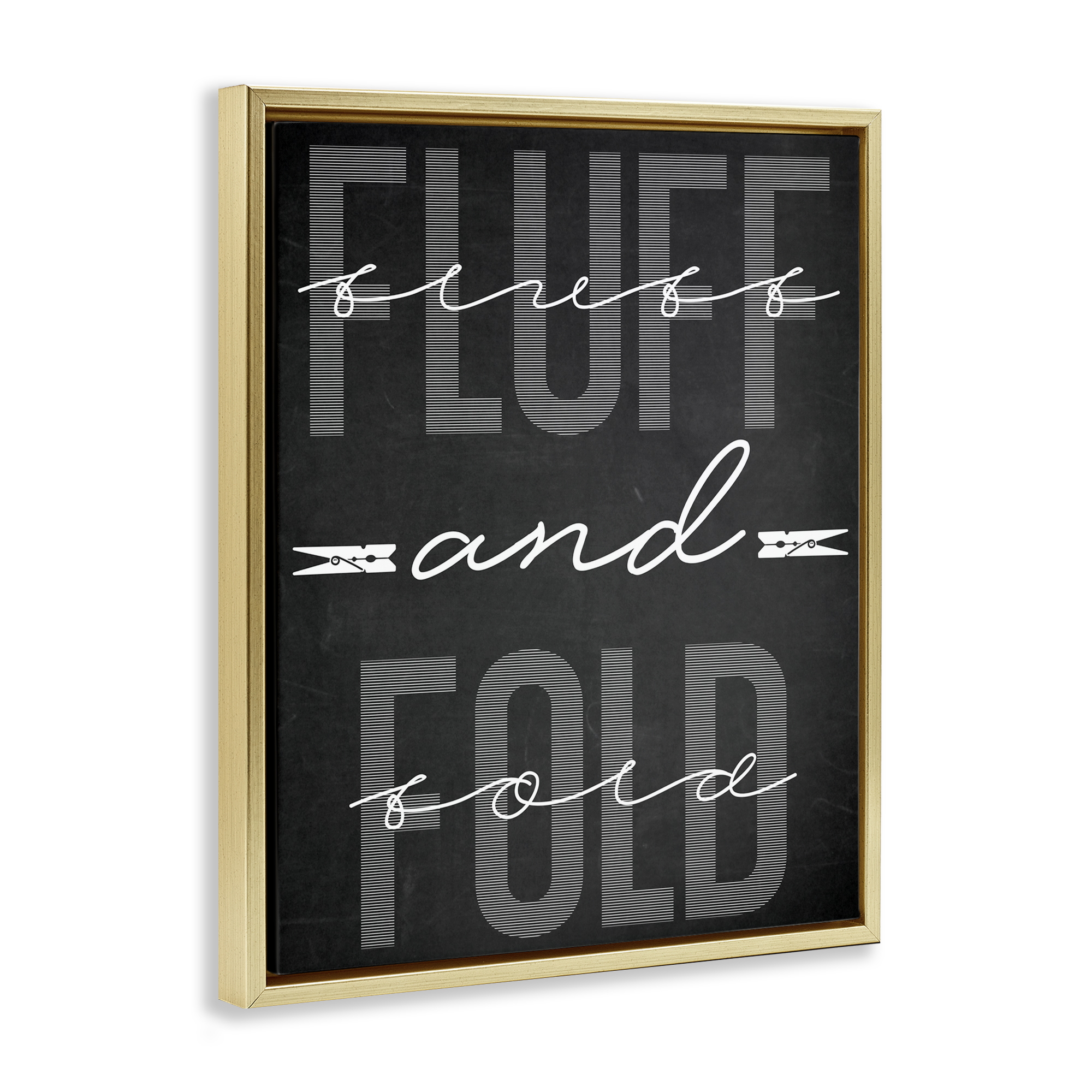 Fluff & Fold Black Minimal Gold Framed Floater Canvas Wall Art, design by Marcus Prime